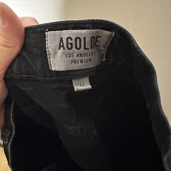 AGOLDE Sophie Crop High Rise Skinny Jeans Size 27 Washed Black Distressed - Picture 9 of 11